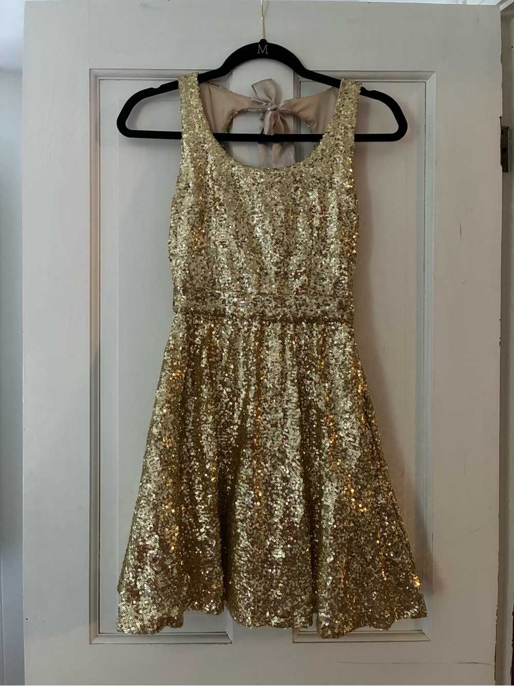Darling Gold Sequin Fit-and-Flare Party Dress